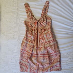 Anthropologie Hype Orange Silk Bow Dress